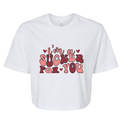 I'm A Sucker For You Retro Valentine's Day Gift Bella+Canvas Jersey Crop Tee