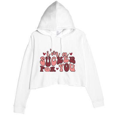 I'm A Sucker For You Retro Valentine's Day Gift Crop Fleece Hoodie