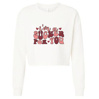 I'm A Sucker For You Retro Valentine's Day Gift Cropped Pullover Crew