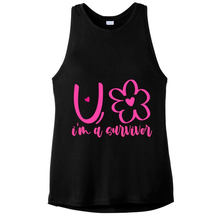 Im A Survivor Breast Cancer Awareness Month Ladies PosiCharge Tri-Blend Wicking Tank