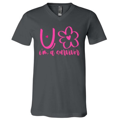 Im A Survivor Breast Cancer Awareness Month V-Neck T-Shirt