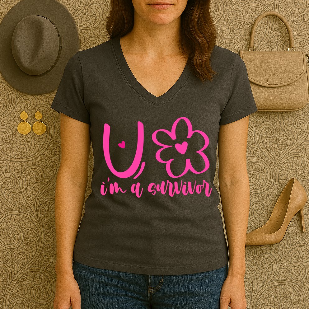 Im A Survivor Breast Cancer Awareness Month Women's V-Neck T-Shirt