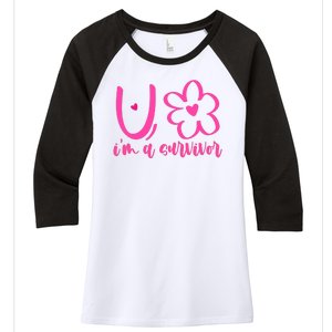 Im A Survivor Breast Cancer Awareness Month Women's Tri-Blend 3/4-Sleeve Raglan Shirt