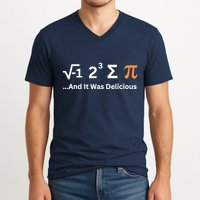 I Ate Some Pie And It Was Delicious Funny Joke Geek Pi Day V-Neck T-Shirt