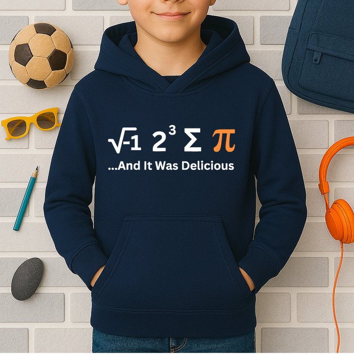 I Ate Some Pie And It Was Delicious Funny Joke Geek Pi Day Kids Hoodie