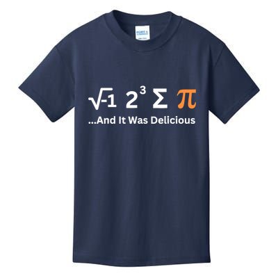 I Ate Some Pie And It Was Delicious Funny Joke Geek Pi Day Kids T-Shirt