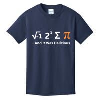 I Ate Some Pie And It Was Delicious Funny Joke Geek Pi Day Kids T-Shirt