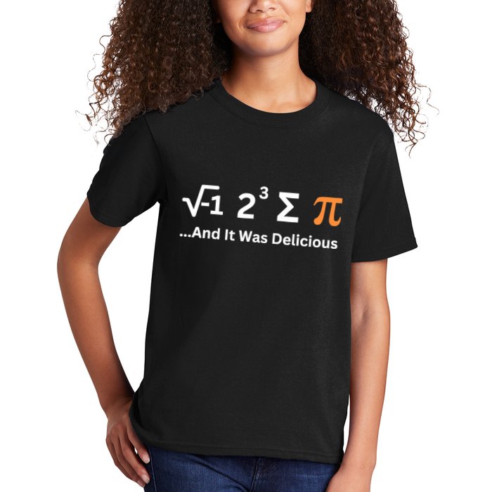 I Ate Some Pie And It Was Delicious Funny Joke Geek Pi Day Kids T-Shirt