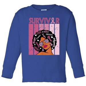 I Am Survivor Black Breast Cancer Warrior Gift Toddler Long Sleeve Shirt