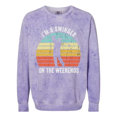 I'm A Swinger On The Weekends Golf Sexual Innuendo Colorblast Crewneck Sweatshirt