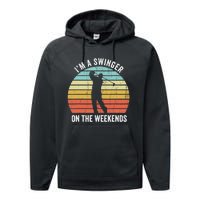 I'm A Swinger On The Weekends Golf Sexual Innuendo Performance Fleece Hoodie