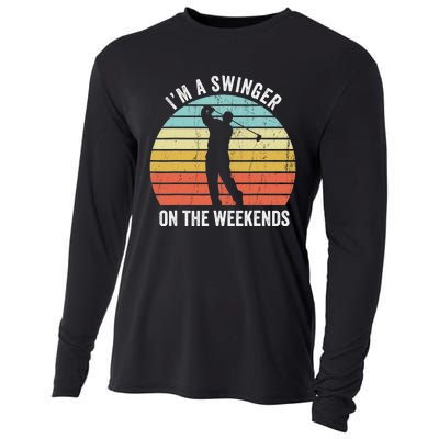 I'm A Swinger On The Weekends Golf Sexual Innuendo Cooling Performance Long Sleeve Crew