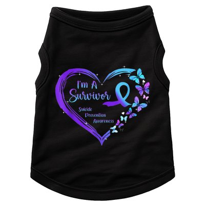 I'm A Survivor Butterfly Heart Suicide Prevention Awareness Doggie Tank