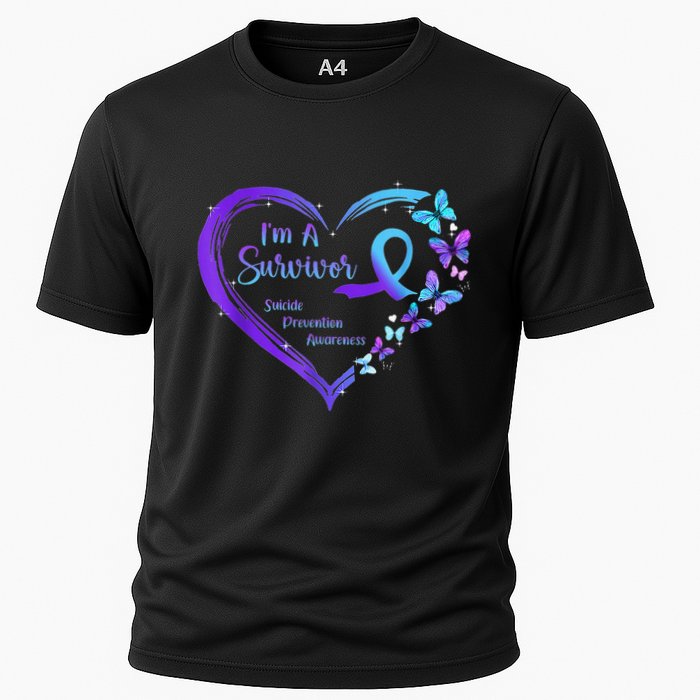 I'm A Survivor Butterfly Heart Suicide Prevention Awareness Cooling Performance Crew T-Shirt