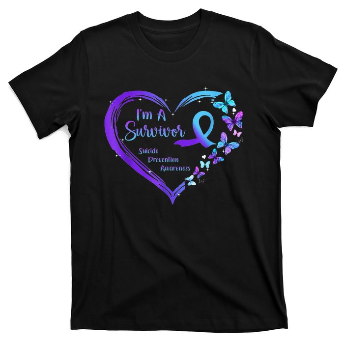 I'm A Survivor Butterfly Heart Suicide Prevention Awareness T-Shirt