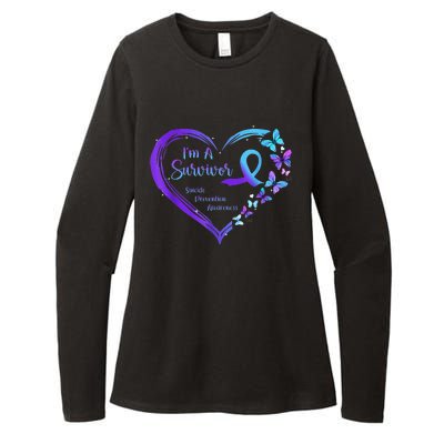 I'm A Survivor Butterfly Heart Suicide Prevention Awareness Womens CVC Long Sleeve Shirt