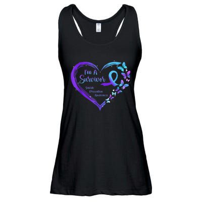 I'm A Survivor Butterfly Heart Suicide Prevention Awareness Ladies Essential Flowy Tank