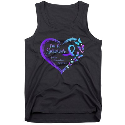 I'm A Survivor Butterfly Heart Suicide Prevention Awareness Tank Top