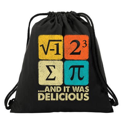 I Ate Some Pie and It Was Delicious Funny PI Day Math Pun Drawstring Bag