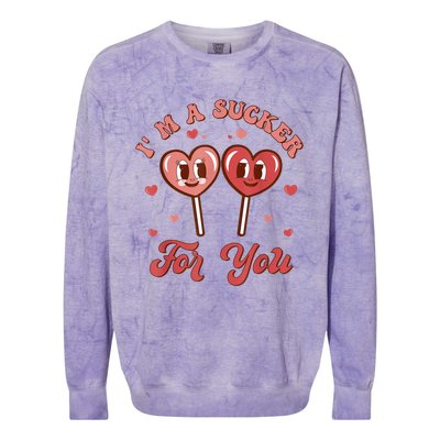 I'm A Sucker For You Lollipop Funny Valentines Day Hearts Gift Colorblast Crewneck Sweatshirt