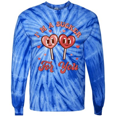 I'm A Sucker For You Lollipop Funny Valentines Day Hearts Gift Tie-Dye Long Sleeve Shirt