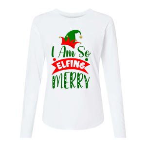 I Am So Elfing Merry Funny Christmas Elf Womens Cotton Relaxed Long Sleeve T-Shirt