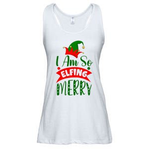 I Am So Elfing Merry Funny Christmas Elf Ladies Essential Flowy Tank