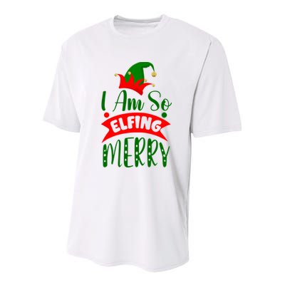 I Am So Elfing Merry Funny Christmas Elf Youth Performance Sprint T-Shirt