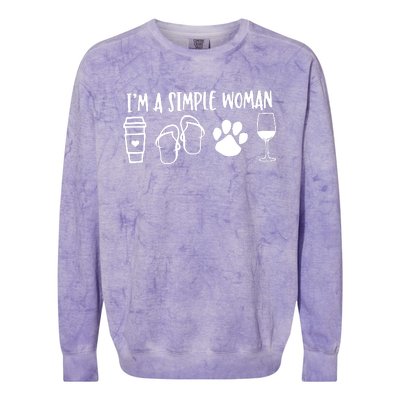 Im A Simple Woman Coffee Flip Flops Dog Wine Colorblast Crewneck Sweatshirt