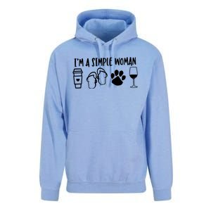 Im A Simple Woman Coffee Flip Flops Dog Wine Unisex Surf Hoodie