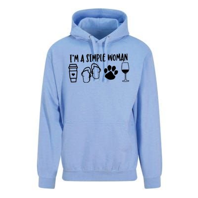 Im A Simple Woman Coffee Flip Flops Dog Wine Unisex Surf Hoodie