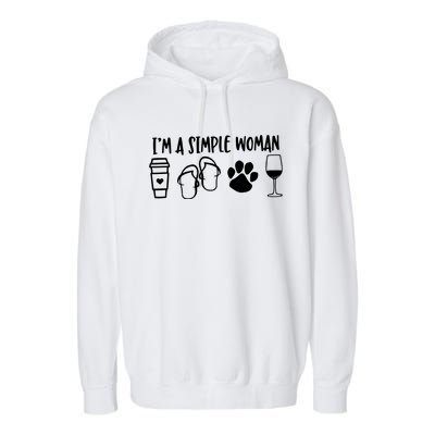 Im A Simple Woman Coffee Flip Flops Dog Wine Garment-Dyed Fleece Hoodie