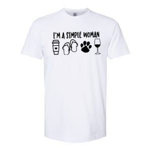 Im A Simple Woman Coffee Flip Flops Dog Wine Softstyle CVC T-Shirt