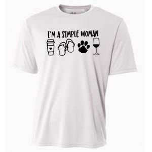 Im A Simple Woman Coffee Flip Flops Dog Wine Cooling Performance Crew T-Shirt