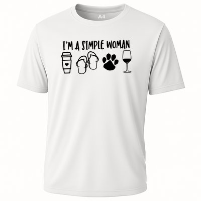 Im A Simple Woman Coffee Flip Flops Dog Wine Cooling Performance Crew T-Shirt