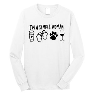 Im A Simple Woman Coffee Flip Flops Dog Wine Long Sleeve Shirt