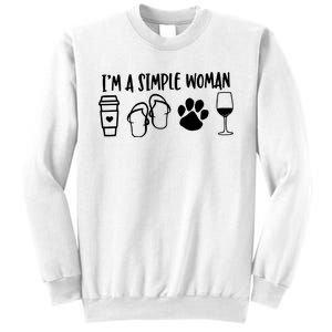 Im A Simple Woman Coffee Flip Flops Dog Wine Sweatshirt