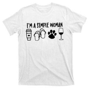 Im A Simple Woman Coffee Flip Flops Dog Wine T-Shirt