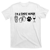 Im A Simple Woman Coffee Flip Flops Dog Wine T-Shirt