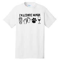 Im A Simple Woman Coffee Flip Flops Dog Wine Tall T-Shirt