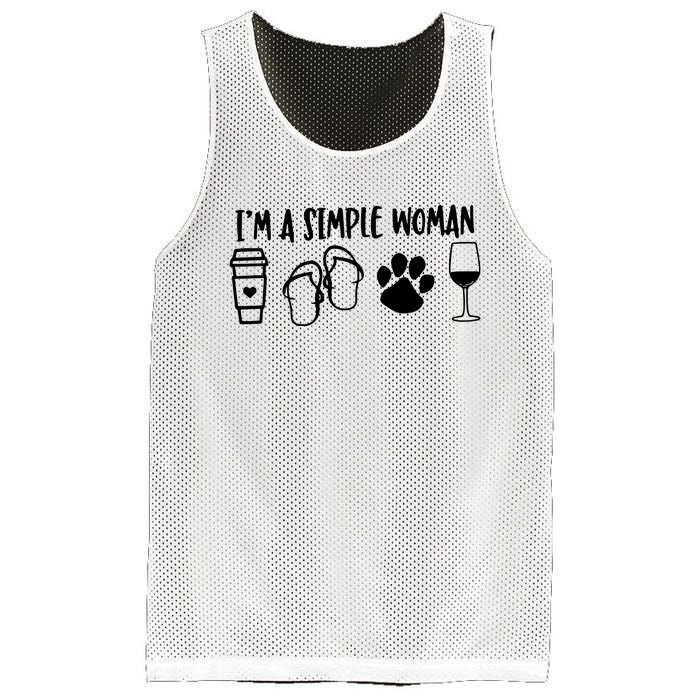 Im A Simple Woman Coffee Flip Flops Dog Wine Mesh Reversible Basketball Jersey Tank