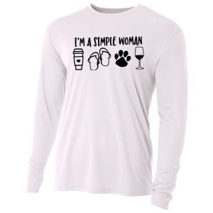 Im A Simple Woman Coffee Flip Flops Dog Wine Cooling Performance Long Sleeve Crew