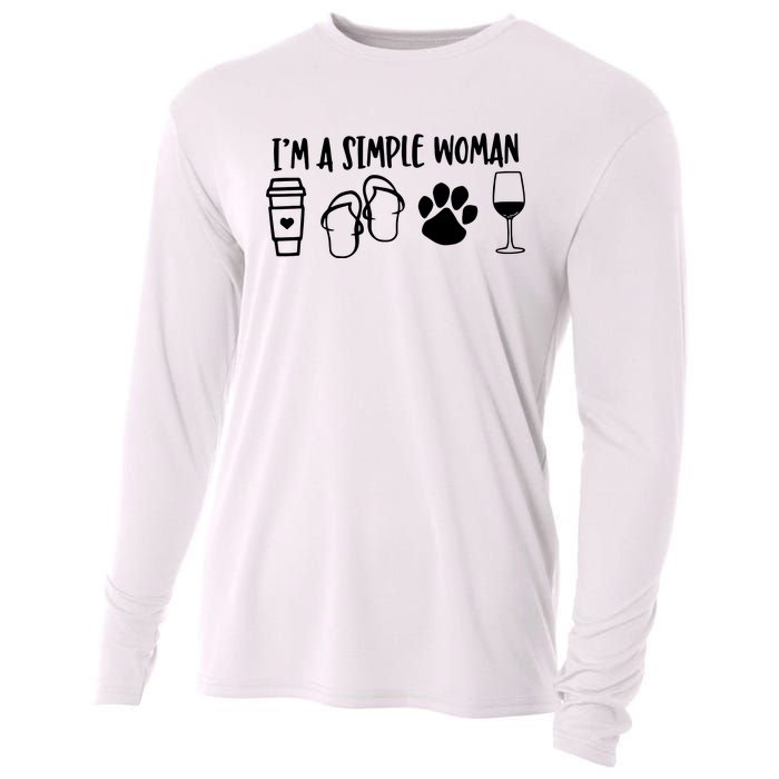 Im A Simple Woman Coffee Flip Flops Dog Wine Cooling Performance Long Sleeve Crew