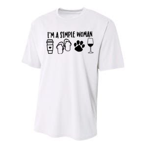 Im A Simple Woman Coffee Flip Flops Dog Wine Performance Sprint T-Shirt