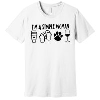 Im A Simple Woman Coffee Flip Flops Dog Wine Premium T-Shirt