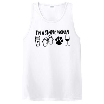 Im A Simple Woman Coffee Flip Flops Dog Wine PosiCharge Competitor Tank