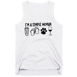 Im A Simple Woman Coffee Flip Flops Dog Wine Tank Top