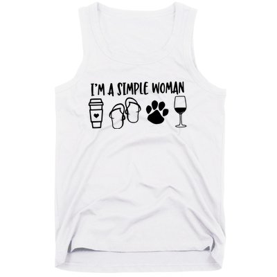 Im A Simple Woman Coffee Flip Flops Dog Wine Tank Top