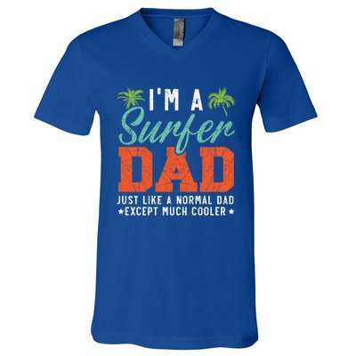 Im A Surfer Dad Surfboard Surfing Water Sport Fathers Day Meaningful Gift V-Neck T-Shirt