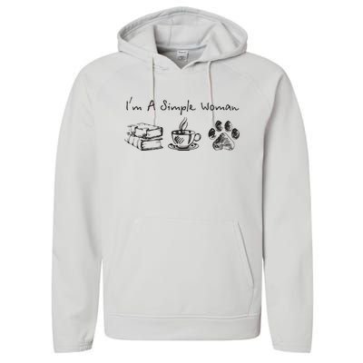 Im A Simple Woman Books Coffee Dog Animal Fur Paw Print Performance Fleece Hoodie